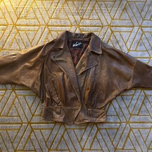 Cropped vintage Winlit leather jacket